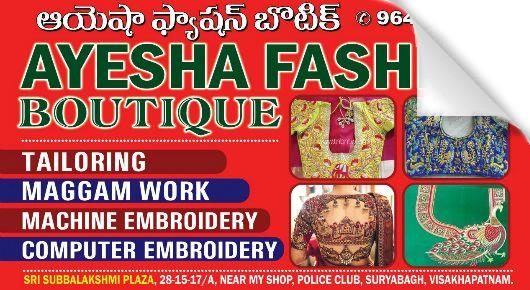 ayesha fashion boutique tailoring maggam work machine embroidery near suryabagh in visakhapatnam vizag,suryabagh In Visakhapatnam, Vizag