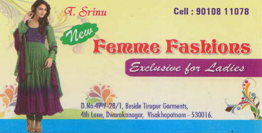 New Femme Fashions Dwarakanagar in Visakhapatnam Vizag,Dwarakanagar In Visakhapatnam, Vizag