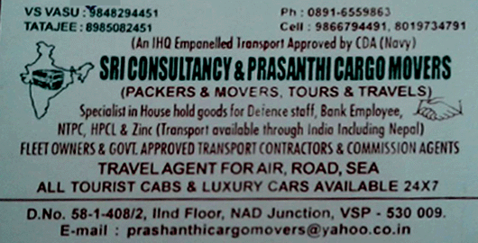 Sri Consultany And Prasanthi Cargo Movers NAD Junction in Visakhapatnam Vizag,NAD In Visakhapatnam, Vizag
