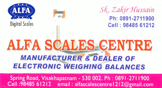Alfa Scales Centre Spring Road in Visakhapatnam Vizag,Purnamarket In Visakhapatnam, Vizag