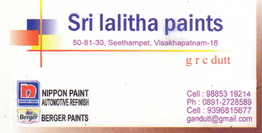 Sri Lalitha Paints Seethampet in Visakhapatnam Vizag,Seethammapeta In Visakhapatnam, Vizag
