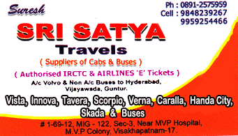 Sri Satya Travels in visakhapatnam,MVP Colony In Visakhapatnam, Vizag