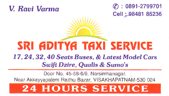 Sri Aditya Taxi Service in visakhapatnam,Akkayyapalem In Visakhapatnam, Vizag