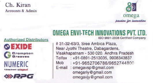 Omega Envi Tech Innovations Pvt Ltd in Visakhapatnam,Dabagardens In Visakhapatnam, Vizag