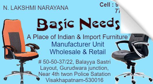 Basic Needs Offices chairs Wholesale Balayya sastri layout in visakhapatnam Vizag,BS Layout In Visakhapatnam, Vizag