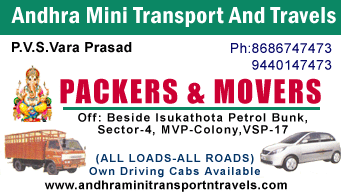 Andhra Mini Transport And Travels Packers And Movers in Visakhapatnam Vizag,MVP Colony In Visakhapatnam, Vizag