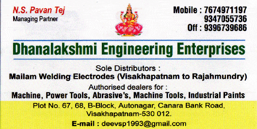 Dhanalakshmi Engineering Enterprises Auto Nagar in Visakhapatnam Vizag,Old Gajuwaka In Visakhapatnam, Vizag