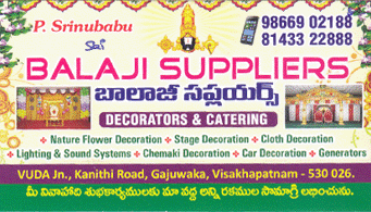 Balaji Suppliers Decorators Catering in vizag visakhapatnam,Gajuwaka In Visakhapatnam, Vizag