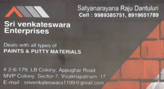 Sri Venkateswara Enterprises Paints Dealers Putty Materials MVP Colony in Visakhapatnam Vizag,MVP Colony In Visakhapatnam, Vizag