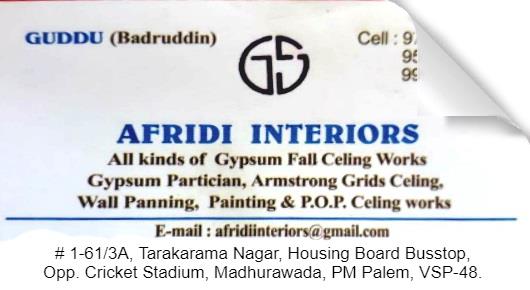 Afridi Interiors Madhurawada in Visakhapatnam Vizag,Madhurawada In Visakhapatnam, Vizag