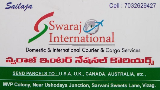 Swaraj International Couriers and Cargo Services Near MVP Colony Ushodaya Junction Vizag Visakhapatnam,MVP Colony In Visakhapatnam, Vizag