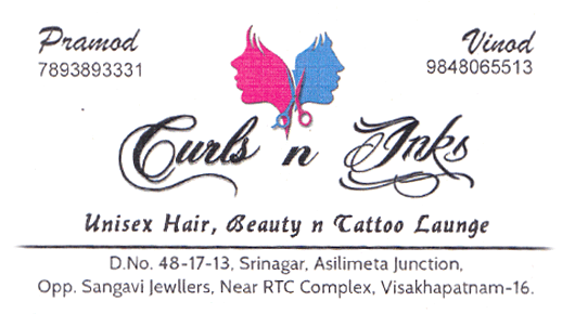 Curls n inks unisex hair beauty n tattoo fashion launge srinagar vizag visakhapatnam,Srinagar In Visakhapatnam, Vizag