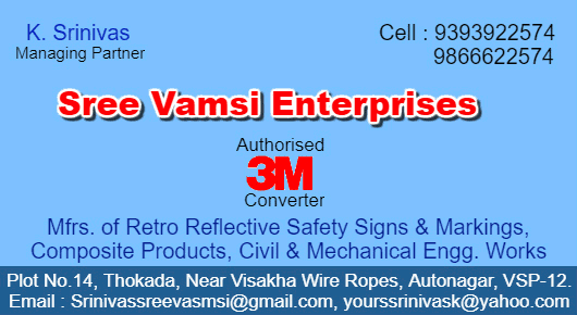 Sree Vamsi Enterprises Road Rail Safety Signs Road Studs Solar Studs Thermoplastic Painting in Visakhapatnam Vizag,Auto Nagar In Visakhapatnam, Vizag