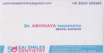 Abhinaya Vanaparthi Dental Surgeon in visakhapatnam,Visakhapatnam In Visakhapatnam, Vizag