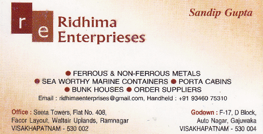 Ridhima Enterprieses Ramnagar in Visakhapatnam Vizag,Ramnagar In Visakhapatnam, Vizag