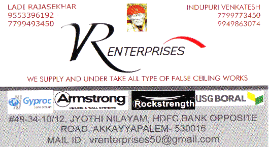VR Enterprises False Ceiling Works Akkayyapalem in Visakhapatnam Vizag,Akkayyapalem In Visakhapatnam, Vizag