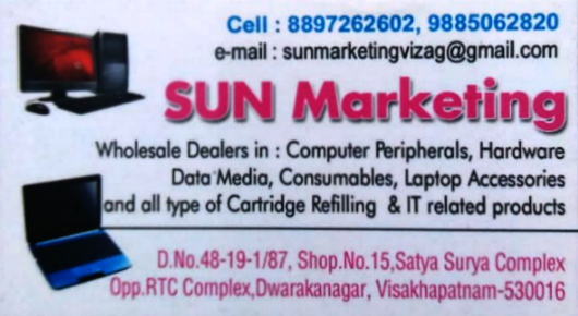 sun marketing Computers accessories dealers Dwarakanagar Vizag Visakhapatnam,Dwarakanagar In Visakhapatnam, Vizag