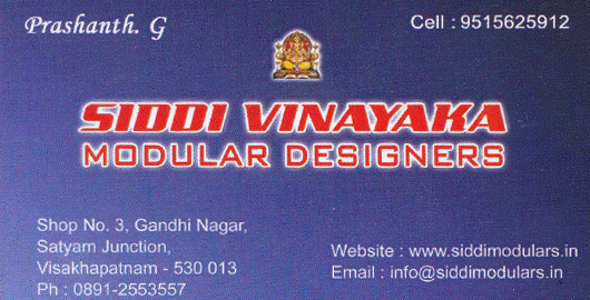 SIDDI VINAYAKA MODULAR DESIGNERS GandhiNagar in Visakhapatnam Vizag,Gandhinagar In Visakhapatnam, Vizag