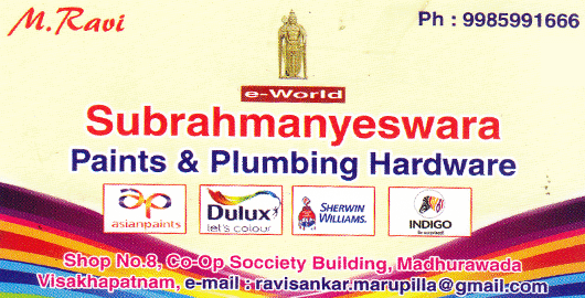 Subrahmanyeswara Paints And Plumbing Hardware Madhurawa in Visakhapatnam Vizag,Madhurawada In Visakhapatnam, Vizag