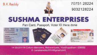 susma enterprises passport pan card vouter id consultancy services in visakhapatnam,maharanipeta In Visakhapatnam, Vizag