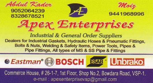 apex enterprises Hardware Safety Products dealers sellers vizag bowdara road,Bowadara Road  In Visakhapatnam, Vizag