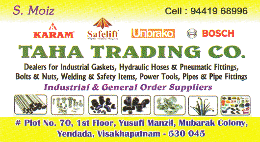taha trading co industrial gaskets hydraulic pnematic hardware,Yendada In Visakhapatnam, Vizag