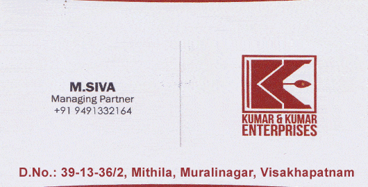 Kumar And Kumar Enterprises Muralinagar in Visakhapatnam Vizag,Murali Nagar  In Visakhapatnam, Vizag