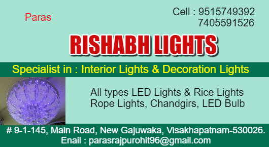 Rishabh Lights Decoration interior lights new Gajuwaka in Visakhapatnam Vizag,New Gajuwaka In Visakhapatnam, Vizag