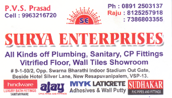 Surya Enterprises All kinds Off Plumbing newresapuvanipalem in vizag visakhapatnam,new  resapuvanipalem In Visakhapatnam, Vizag