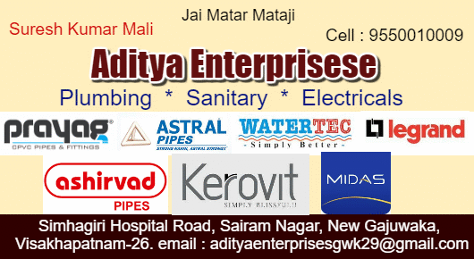 Aditya Enterprises Plumbing Sanitary Items Electricals New Gajuwaka in Visakhapatnam Vizag,New Gajuwaka In Visakhapatnam, Vizag