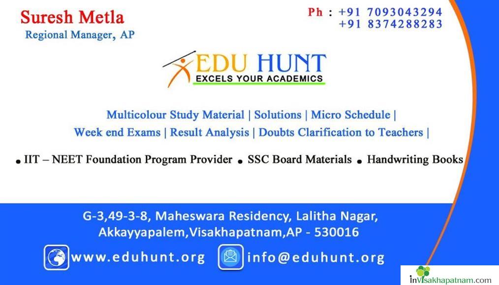 EDUHUNT MULTICOLOUR IIT FOUNDATION STUDY MATERIAL SOLUTIONS NEAR DWARAKANAGAR VISAKHAPATNAM VIZAG